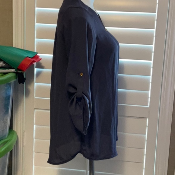 Wishful Park Navy Zippered Blouse - Picture 3 of 8